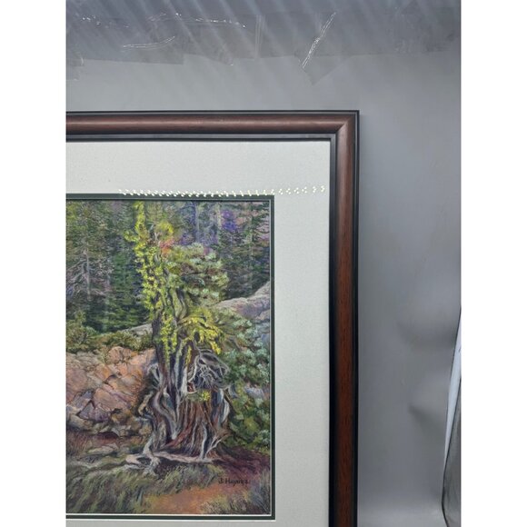 Framed "Old Man In Hill" Artwork By J. Haynes Pastel On Paper Rustic Nature Scen - Picture 5 of 11
